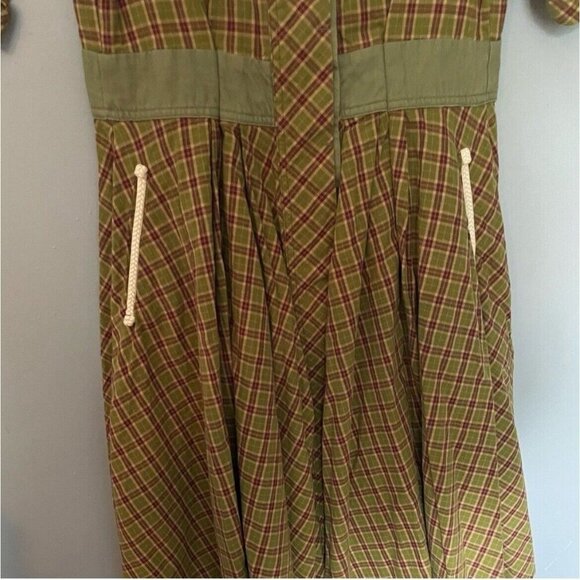 Women’s Green Plaid Vintage Swing Dress – Retro Style – Size X-Large - Picture 7 of 9